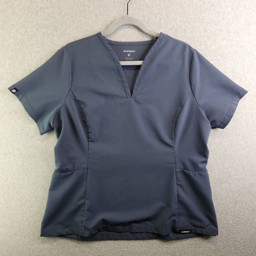 Jaanuu Scrub Top Womens L Gray Calix Fit And Flare 2 Pocket Flattering Nurse Vet